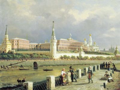 "Вид Московского Кремля". Художник: П.П.Верещагин. 1879, фрагмент