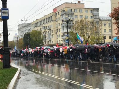 Шествие в Хабаровске в поддержку экс-губернатора Сергея Фургала 3 октября 2020 года. Фото: vk.com/habtv